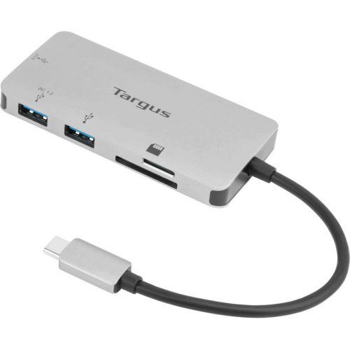 Targus USB-C Multi-Port Hub with Card Reader and 100W PD Pass-ThruUSB Type CExternal2 USB Port0 Network (RJ-45) PortChrom… ACA952USZ
