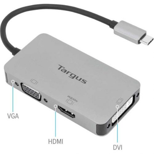 Targus USB-C Single Video Adapter with 4K HDMI/DVI/ VGA1 x Type C USB Male1 x HDMI Digital Audio/Video Female, 1 x 15-pin HD-15 VGA Fema… ACA961USZ
