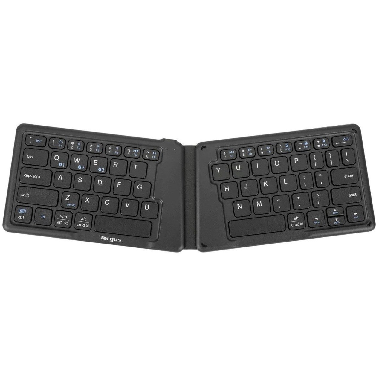 Targus Ergonomic Foldable Bluetooth Antimicrobial KeyboardWireless ConnectivityBluetooth/RF2.40 GHzEnglish (US)QWERTY Layouti… AKF003US