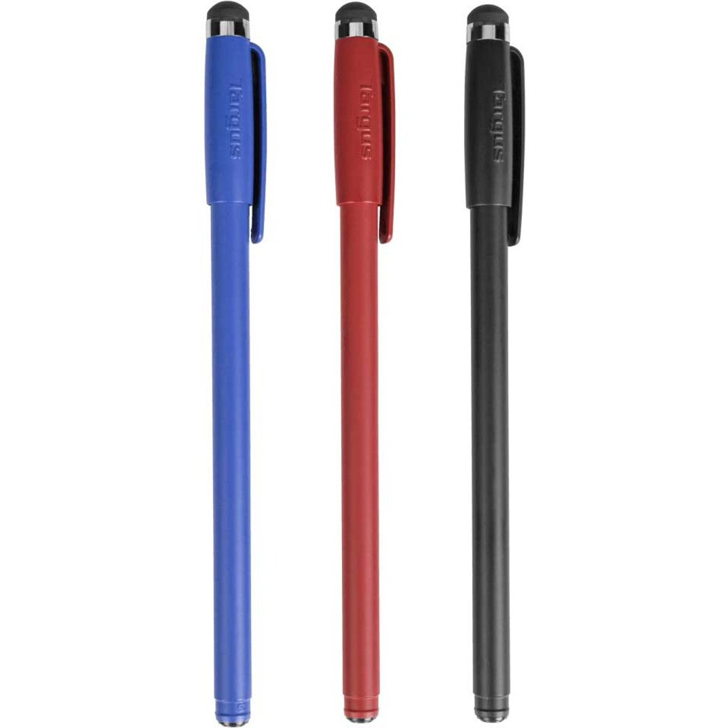 Targus Antimicrobial Stylus & Pen (3 Pack)3 PackRubberBlack, Red, Blue AMM0601TBUS