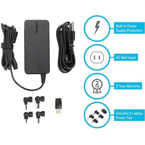 Targus 90W AC Semi-Slim Universal Laptop Charger90 WBlack APA90US