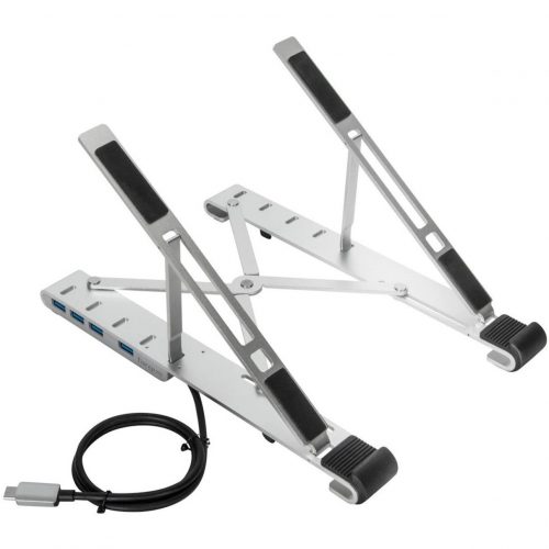 Targus Portable Stand with Integrated USB-A HubUp to 15.6″ Screen SupportAluminumSilver AWU100205GL