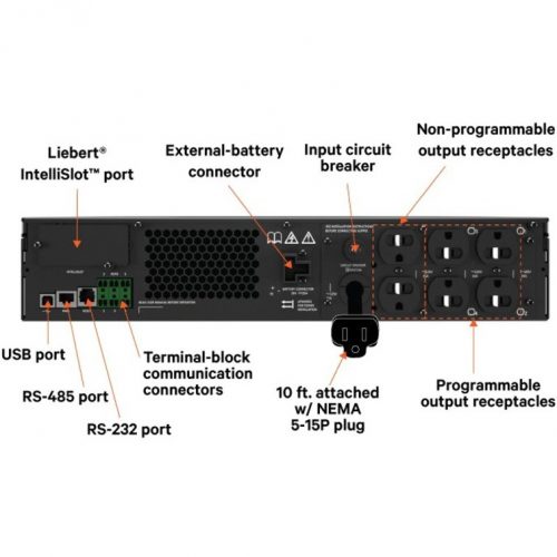 Vertiv Liebert GXT5 500VA 120V UPS with SNMP/Webcard2U Rack/Tower3 Hour Recharge15 Minute Stand-by120 V AC Input120 V A… GXT5-500LVRT2UXLN