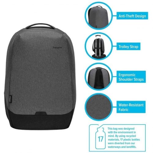 Targus Cypress TBB588GL Carrying Case Rugged (Backpack) for 15.6″ NotebookBlackWeather Resistant BaseShoulder Strap, Luggage Strap, Ha… TBB588GL