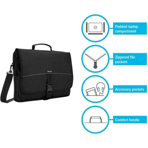 Targus Messenger 15.6″ Notebook CaseTop-loadingHandle, Shoulder Strap2 PocketPolyesterBlack TCM004US