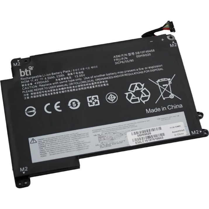 Battery Technology BTI For Notebook Rechargeable4540 mAh53 Wh11.40 V 00HW020-BTI