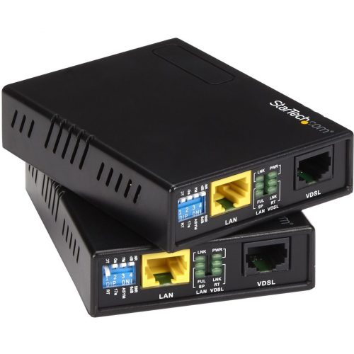 Startech .com 10/100 VDSL2 Ethernet Extender Kit over Single Pair Wire ? 1kmExtend your 10/100Mbps network by up to 1km over Ethernet or RJ… 110VDSLEXT