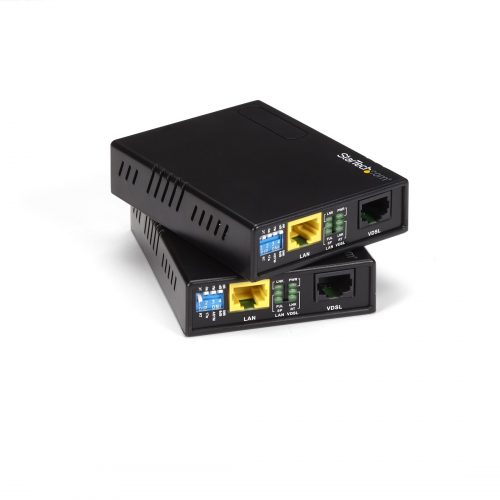 Startech .com 10/100 VDSL2 Ethernet Extender Kit over Single Pair Wire ? 1kmExtend your 10/100Mbps network by up to 1km over Ethernet or RJ… 110VDSLEXT