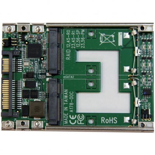 Startech .com Dual mSATA SSD to 2.5″ SATA RAID Adapter ConverterBuild a RAID array with two mSATA SSDs that can be installed into a single… 25SAT22MSAT