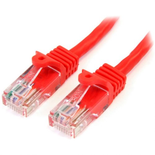 Startech .com 2 ft Red Snagless Cat5e UTP Patch CableCategory 5e2 ft1 x RJ-45 Male1 x RJ-45 MaleRed 45PATCH2RD