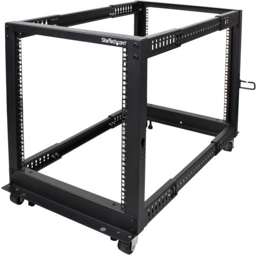 Startech .com 12U Adjustable Depth Open Frame 4 Post Server Rack w/ Casters / Levelers and Cable Management Hooks12U Open Frame Server Ra… 4POSTRACK12U