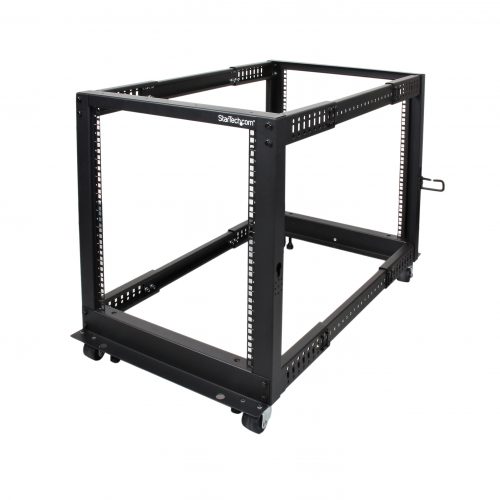 Startech .com 12U Adjustable Depth Open Frame 4 Post Server Rack w/ Casters / Levelers and Cable Management Hooks12U Open Frame Server Ra… 4POSTRACK12U