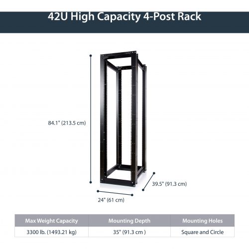 Startech .com 45U 4 Post Open Frame Server Equipment Rack19 45U 4POSTRACKHD