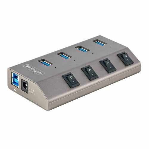 Startech .com 4-Port Self-Powered USB-C Hub with Individual On/Off Switch, Desktop/Laptop USB-C to USB-A Hub, USB Type C Hub w/Power S… 5G4AIBS-USB-HUB-NA