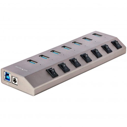 Startech .com 7-Port Self-Powered USB-C Hub with Individual On/Off Switch, Desktop/Laptop USB-C to USB-A Hub, USB Type C Hub w/Power S… 5G7AIBS-USB-HUB-NA