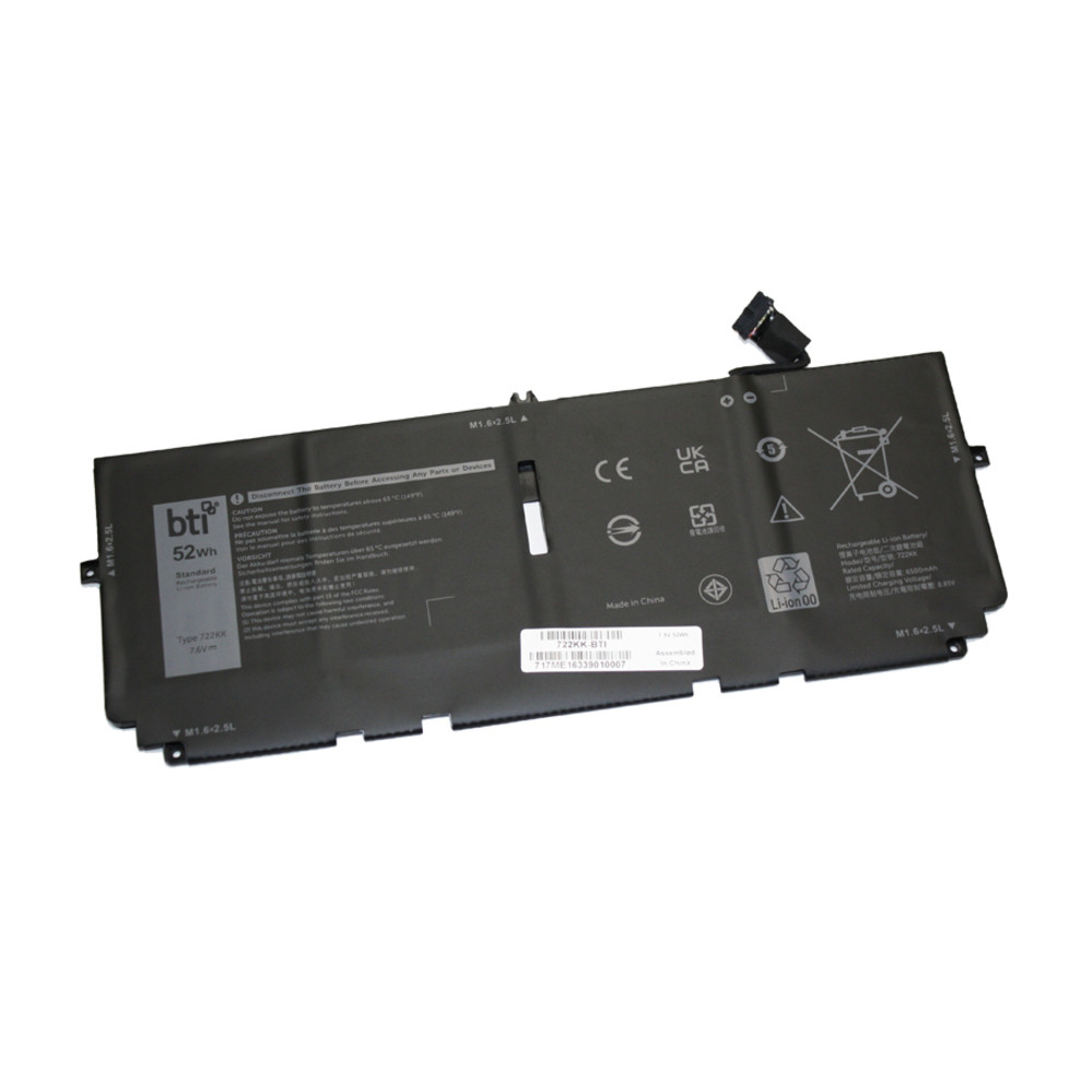 Battery Technology BTI For Notebook Rechargeable6842 mAh52 Wh7.60 V 722KK-BTI