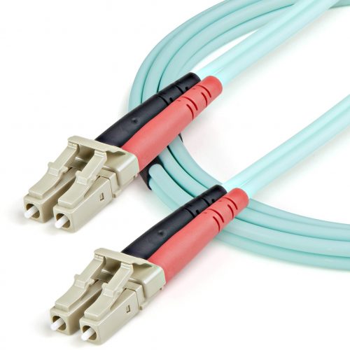 Startech .com 1m Fiber Optic Cable10 Gb AquaMultimode Duplex 50/125LSZHLC/LCOM3LC to LC Fiber Patch CableLC MaleLC Mal… A50FBLCLC1