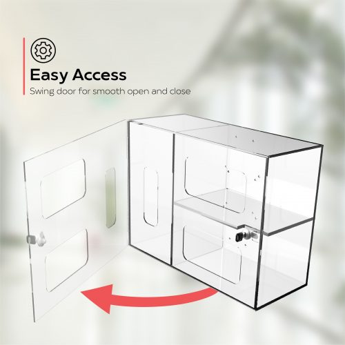 Cta Digital Accessories Custom 3-Compartment Acrylic Sanitizing Station for Gloves, Masks & TowelsAcrylic ADD-GLVBOX