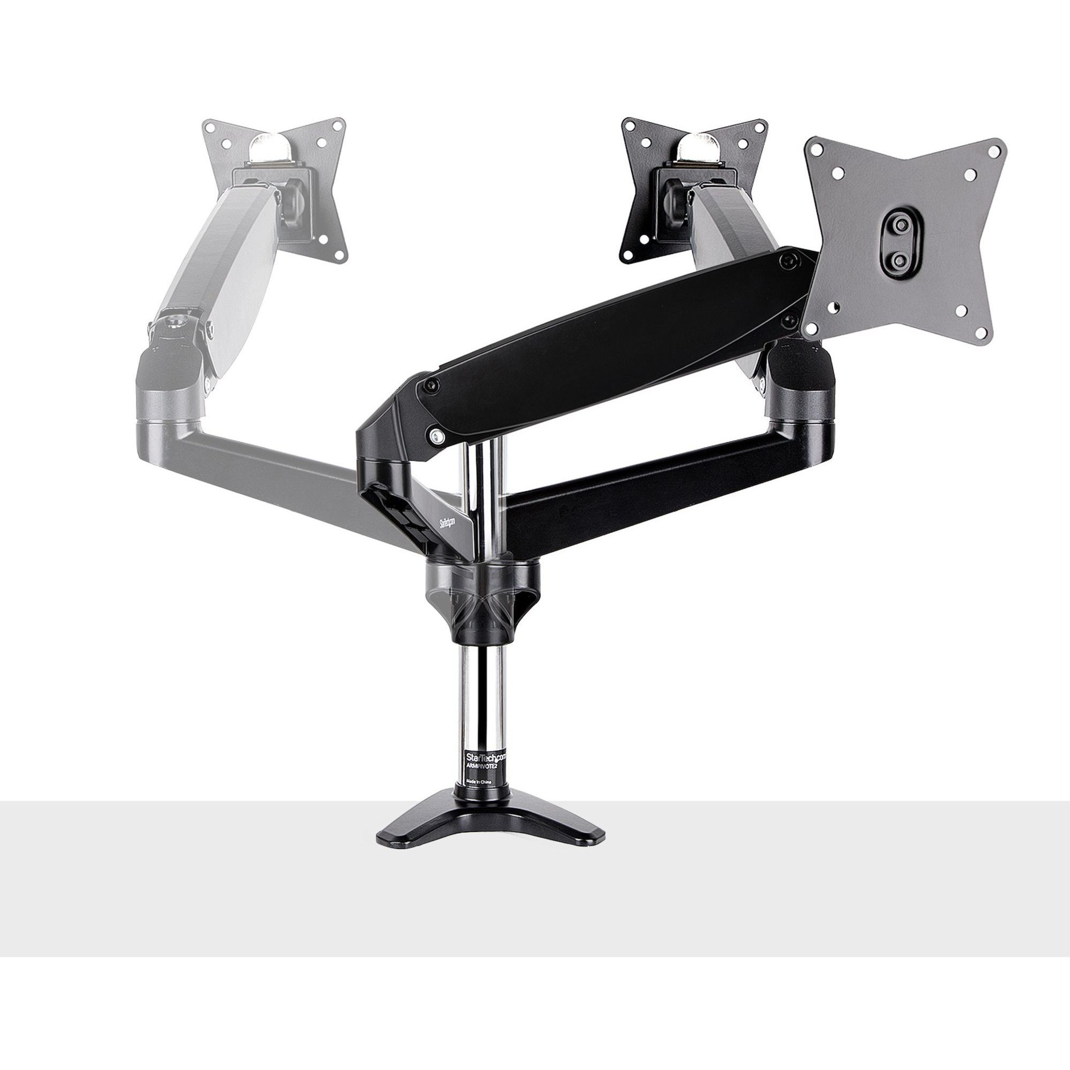 StarTech.com Single Monitor Desk Mount, Adjustable Monitor VESA Mount 34  (17.6lb/8kg) Display, Ergonomic Pole Mount Arm, C-Clamp/Grommet - VESA  75x75/100x100mm compatible heavy-duty single monitor desk mount for a large  32in (16:9) or