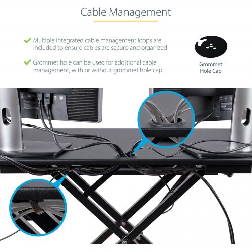 Startech .com Corner Sit Stand Desk Converter with Keyboard Tray, Large Surface 35″x21″ , Height Adjustable Ergonomic Tabletop Standing Desk… ARMSTSCORNR