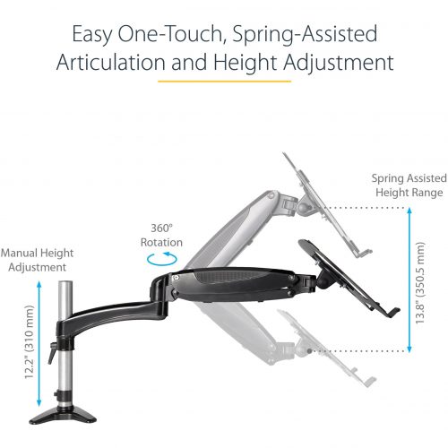 Startech .com Desk Mount Laptop Arm, Full Motion Articulating Arm/Stand for Laptop or 34 inch Monitor, VESA Mount Laptop Tray, AdjustableDes… ARMUNONB1
