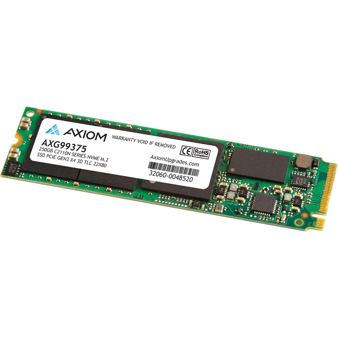 Axiom Memory Solutions 250GB C2110n Series PCIe Gen3x4 NVMe M.2 TLC SSDTAA Compliant0.913 DWPD227 TB TBW2010 MB/s Maximum Read Transfer Rate3 Yea… AXG99375