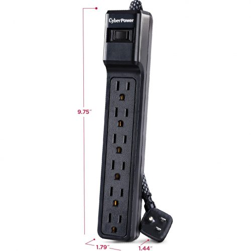 Cyber Power B608B 6-Outlet Surge Suppressor/Protector6 x NEMA 5-15R500 J B608B