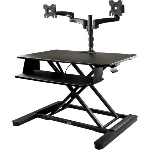 Startech .com Dual Monitor Sit Stand Desk Converter35″ WideHeight Adjustable Standing Desk Solution -Dual Arms for up to 24″ Monitors… BNDSTSLGDUAL