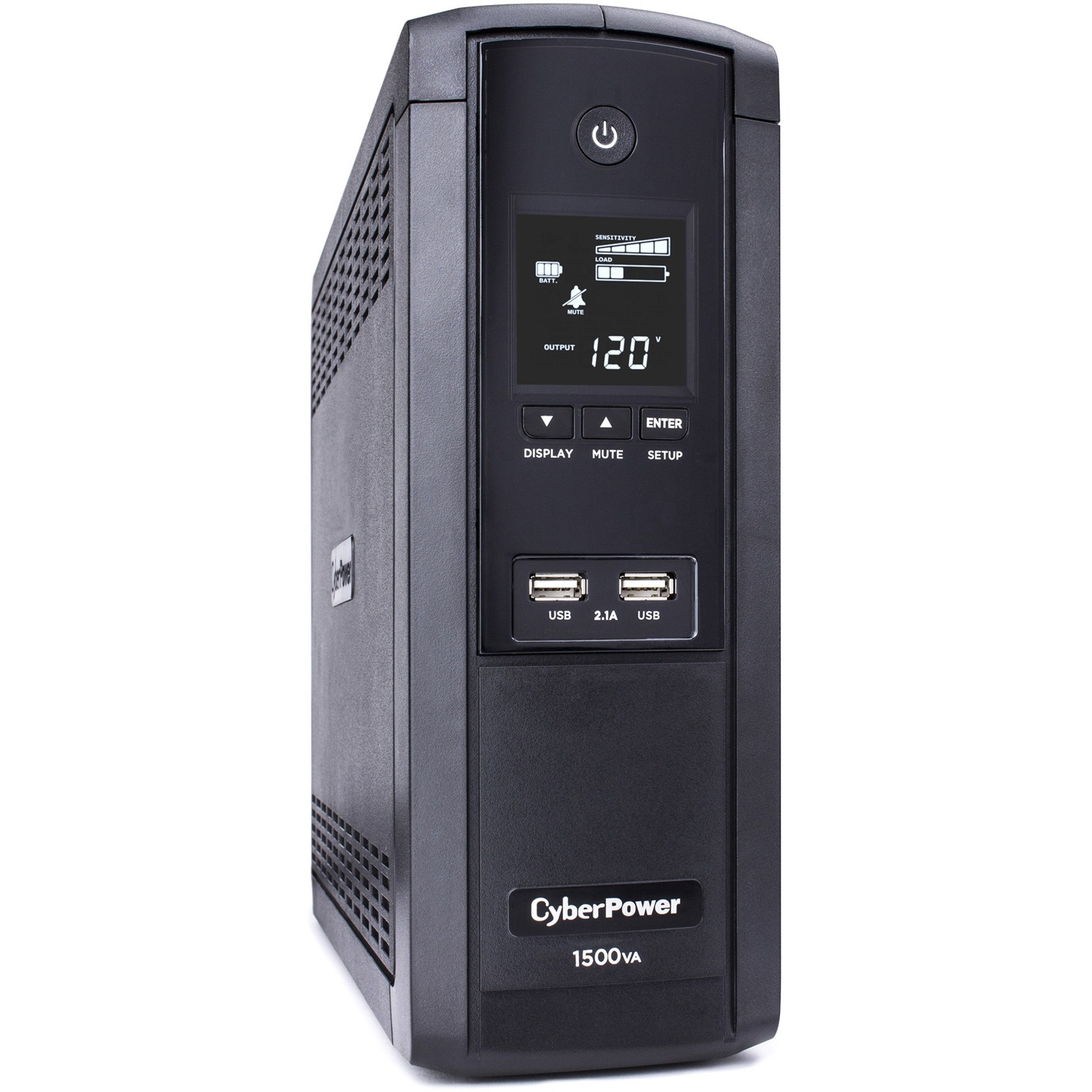 Cyber Power BRG1500AVRLCD Intelligent LCD UPS Systems1500VA/900W, 120 VAC, NEMA 5-15P, Mini-Tower, 12 Outlets, LCD, Panel® Pers… BRG1500AVRLCD