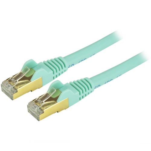 Startech .com 10ft CAT6a Ethernet Cable10 Gigabit Category 6a Shielded Snagless 100W PoE Patch Cord10GbE Aqua UL Certified Wiring/TIA -… C6ASPAT10AQ