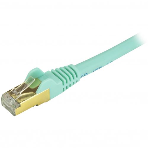 Startech .com 1ft CAT6a Ethernet Cable10 Gigabit Category 6a Shielded Snagless 100W PoE Patch Cord10GbE Aqua UL Certified Wiring/TIAC… C6ASPAT1AQ