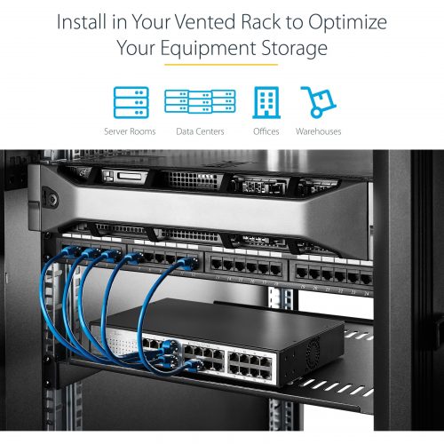 Startech .com 1U Vented Server Rack Cabinet ShelfFixed 7in Deep Cantilever Rackmount Tray for 19″ Data/AV/Network Enclosure w/Cage Nuts -… CABSHELF1U7V