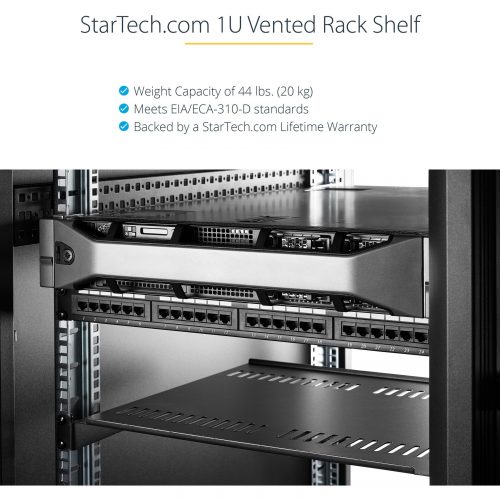 Startech .com 1U Vented Server Rack Cabinet ShelfFixed 7in Deep Cantilever Rackmount Tray for 19″ Data/AV/Network Enclosure w/Cage Nuts -… CABSHELF1U7V