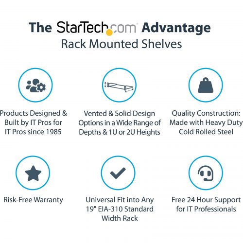 Startech .com 1U 7in Depth Universal Fixed Rack Mount Shelf33lbs / 15kgAdd a 1U Compact Storage Shelf to any Standard 19″ Server Rack or… CABSHELF1U