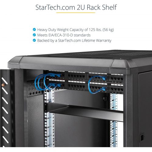 Startech .com 2U Rack Mount Cantilever ShelfHeavy Duty Fixed Server Rack Cabinet Shelf125lbs / 56kgAdd a high-capacity fixed shelf in… CABSHELFHD