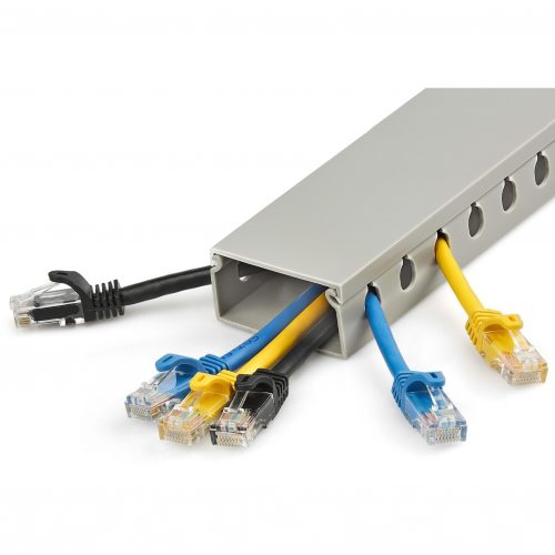 Startech .com Cable Management Raceway with Cover 2″(50mm)W x 1″(25mm)H, 6.5ft(2m) length, 3/8″(8mm) Slots, Wall Wire Duct, UL ListedCable m… CBMWD5025