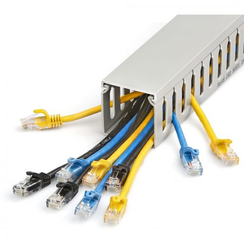 Startech .com Cable Management Raceway with Cover 2″(50mm)W x 2″(50mm)H, 6.5ft(2m) length, 3/8″(8mm) Slots, Wall Wire Duct, UL ListedCable m… CBMWD5050