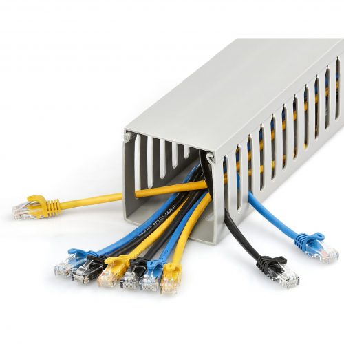 Startech .com Cable Management Raceway with Cover 3″(75mm)W x 3″(75mm)H, 6.5ft(2m) length, 3/8″(8mm) Slots, Wall Wire Duct, UL ListedCable m… CBMWD7575