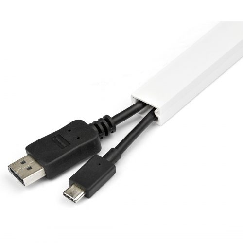 Startech .com Cable Management Raceway w/Adhesive Tape and Cover 3/4″(19mm)W x 3/8″(11mm)H, 3ft(1m) length, Network Cord Hider, UL ListedCa… CBMWWD1911