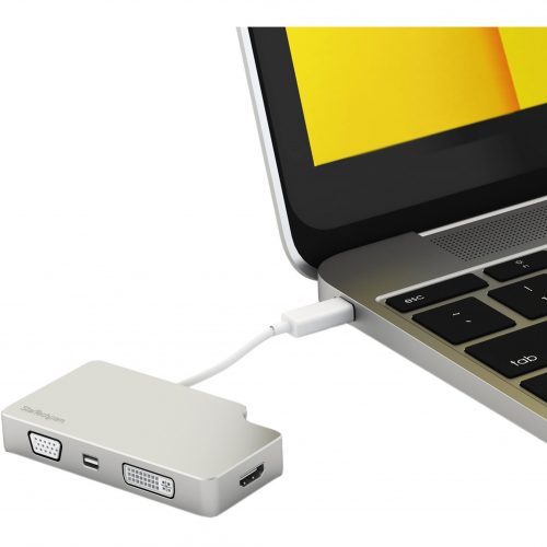 Startech .com USB C Multiport Video Adapter 4K/1080pUSB Type C to HDMI, VGA, DVI or Mini DisplayPort Monitor AdapterSilver Aluminum -… CDPVGDVHDMDP