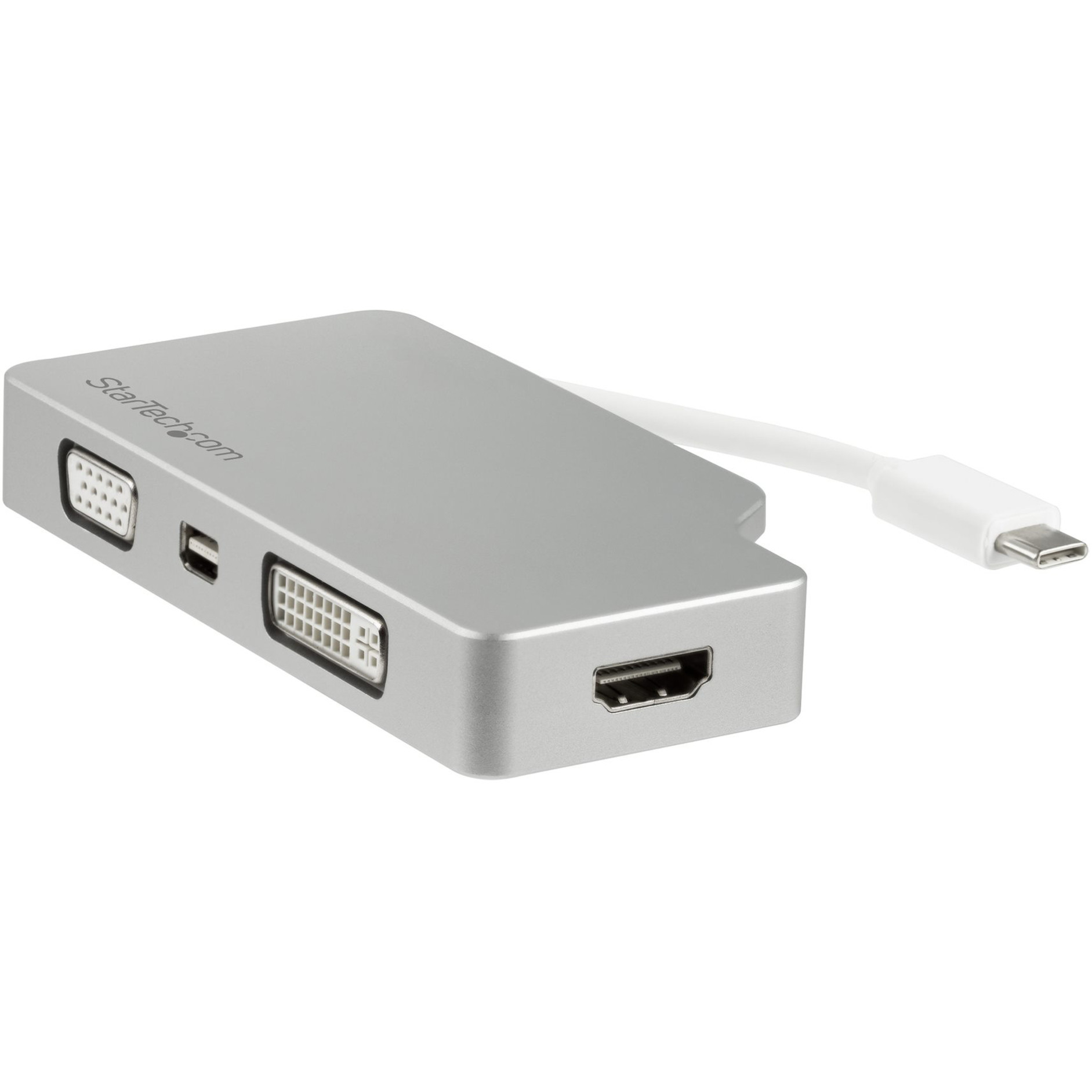 Startech .com USB C Multiport Video Adapter 4K/1080pUSB Type C to HDMI, VGA, DVI or Mini DisplayPort Monitor AdapterSilver Aluminum -… CDPVGDVHDMDP