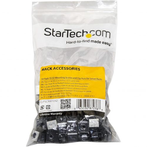 Startech .com Server Rack Screws and Clip Nuts10-32Rack Mount Screws and Slide-On Cage NutsClip Nuts and Screws50 PackMount se… CLPSCRW1032