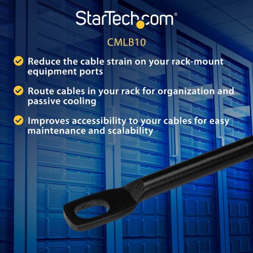 Startech .com Horizontal Cable Lacing Bar for RacksHorizontal Cable Manager10 PackRoute your cables on these horizontal cable managers to… CMLB10