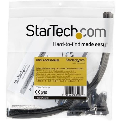 Startech .com 20-Pack Security Cable Tethers for Adapters & DonglesUniversal Cable Tether KitSteel Tether Cable LockAnti-TheftSe… CONNLOCKPK20