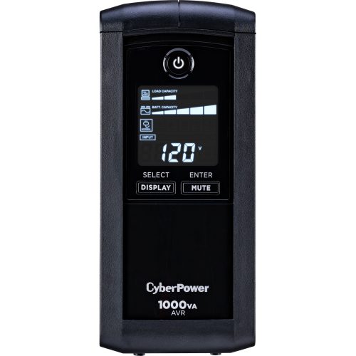 Cyber Power CP1000AVRLCD Intelligent LCD UPS Systems1000VA/600W, 120 VAC, NEMA 5-15P, Mini-Tower, 9 Outlets, LCD, Panel® Persona… CP1000AVRLCD