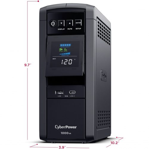 Cyber Power CP1000PFCLCDTAA TAA Compliant Intelligent UPS Systems1000VA/600W, 120 VAC, NEMA 5-15P, Mini-Tower, Sine Wave, 10 Outlets,… CP1000PFCLCDTAA