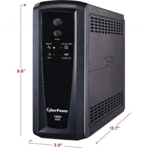 Cyber Power CP1200AVR AVR UPS Systems1200VA/720W, 120 VAC, NEMA 5-15P, Mini-Tower, 10 Outlets, Panel® Personal, $375000 CEG,  Wa… CP1200AVR