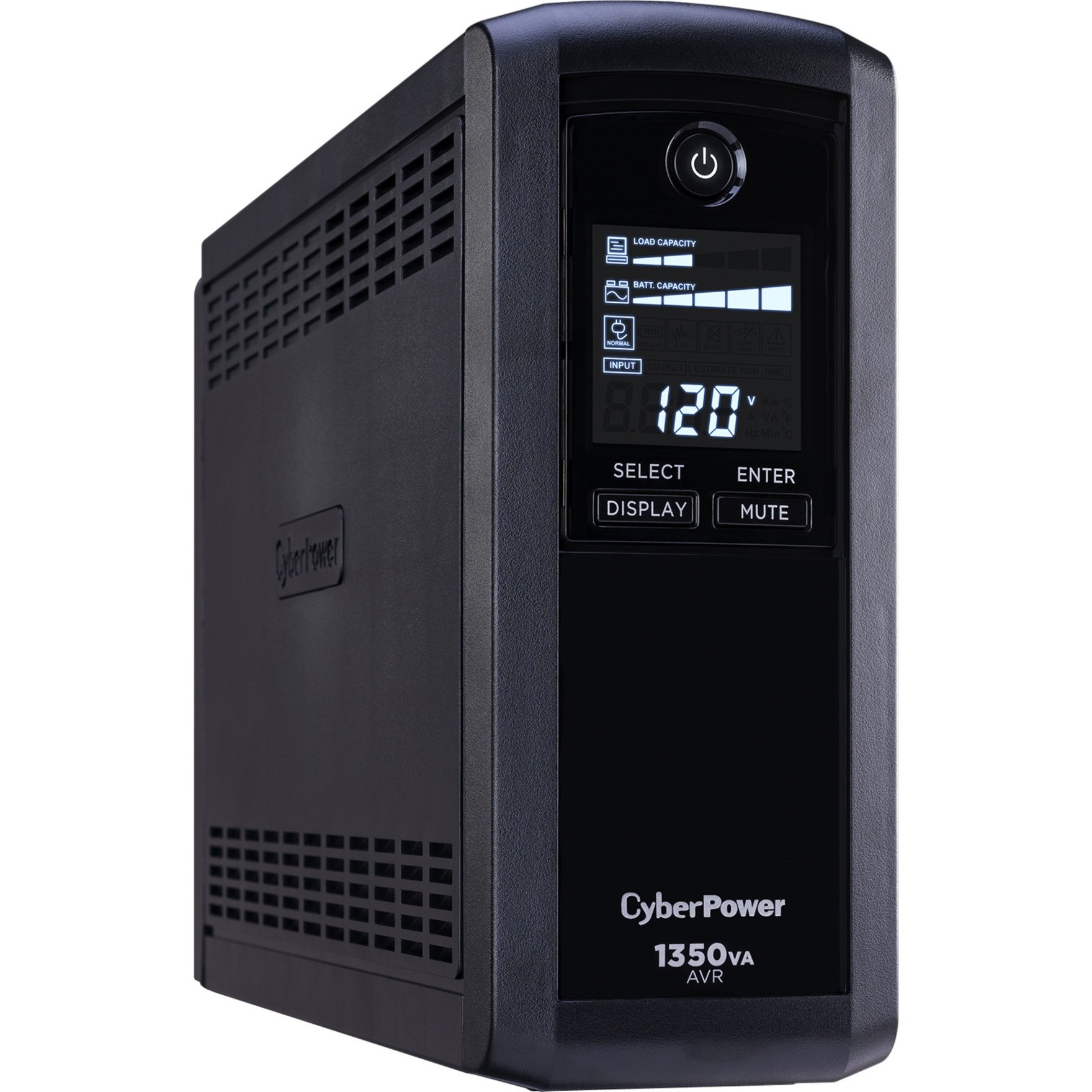 Cyber Power CP1350AVRLCD Intelligent LCD UPS Systems1350VA/815W, 120 VAC, NEMA 5-15P, Mini-Tower, 10 Outlets, LCD, Panel® Person… CP1350AVRLCD