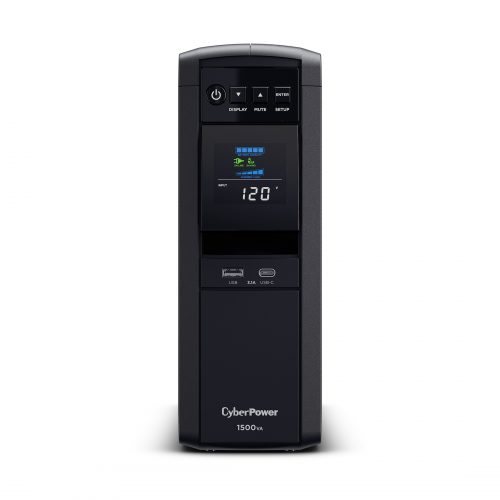 Cyber Power CP1500PFCLCDTAA TAA Intelligent Compliant UPS Systems1500VA/900W, 120 VAC, NEMA 5-15P, Mini-Tower, Sine Wave, 10 Outlets,… CP1500PFCLCDTAA