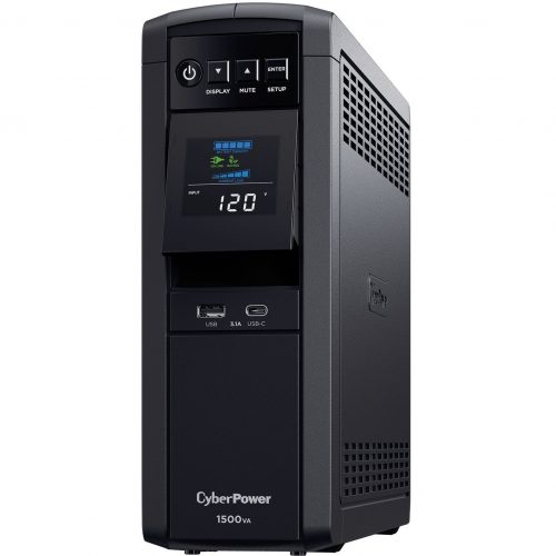 Cyber Power CP1500PFCLCDTAA TAA Intelligent Compliant UPS Systems1500VA/900W, 120 VAC, NEMA 5-15P, Mini-Tower, Sine Wave, 10 Outlets,… CP1500PFCLCDTAA